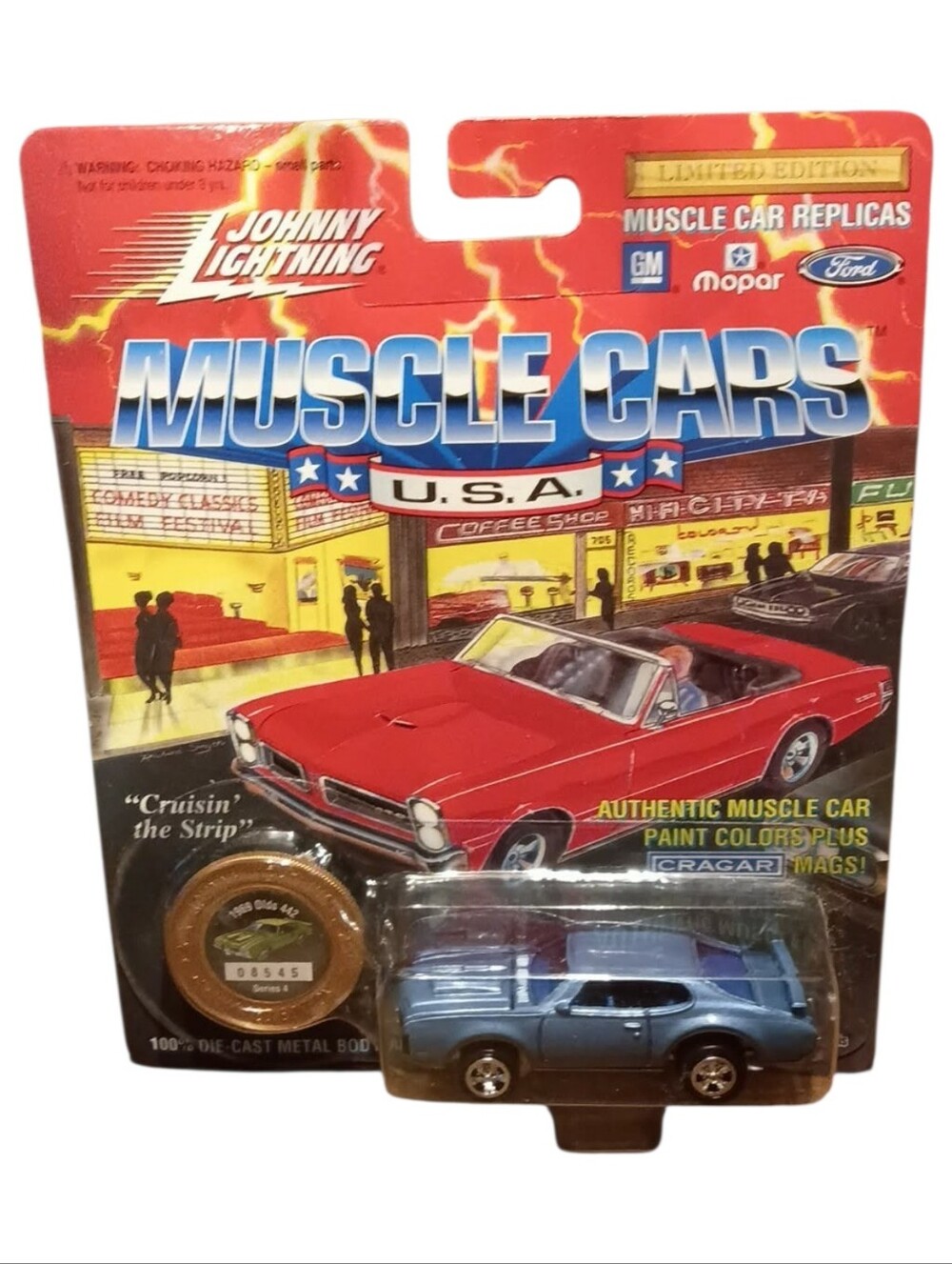 1995 Johnny Lightning Muscle Cars USA Series 4 die-cast 1969 Oldsmobile 442 Blue